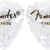 FENDER 351 SHAPE PREMIUM CELLULOID 12-PACK, WHITE MOTO, THIN