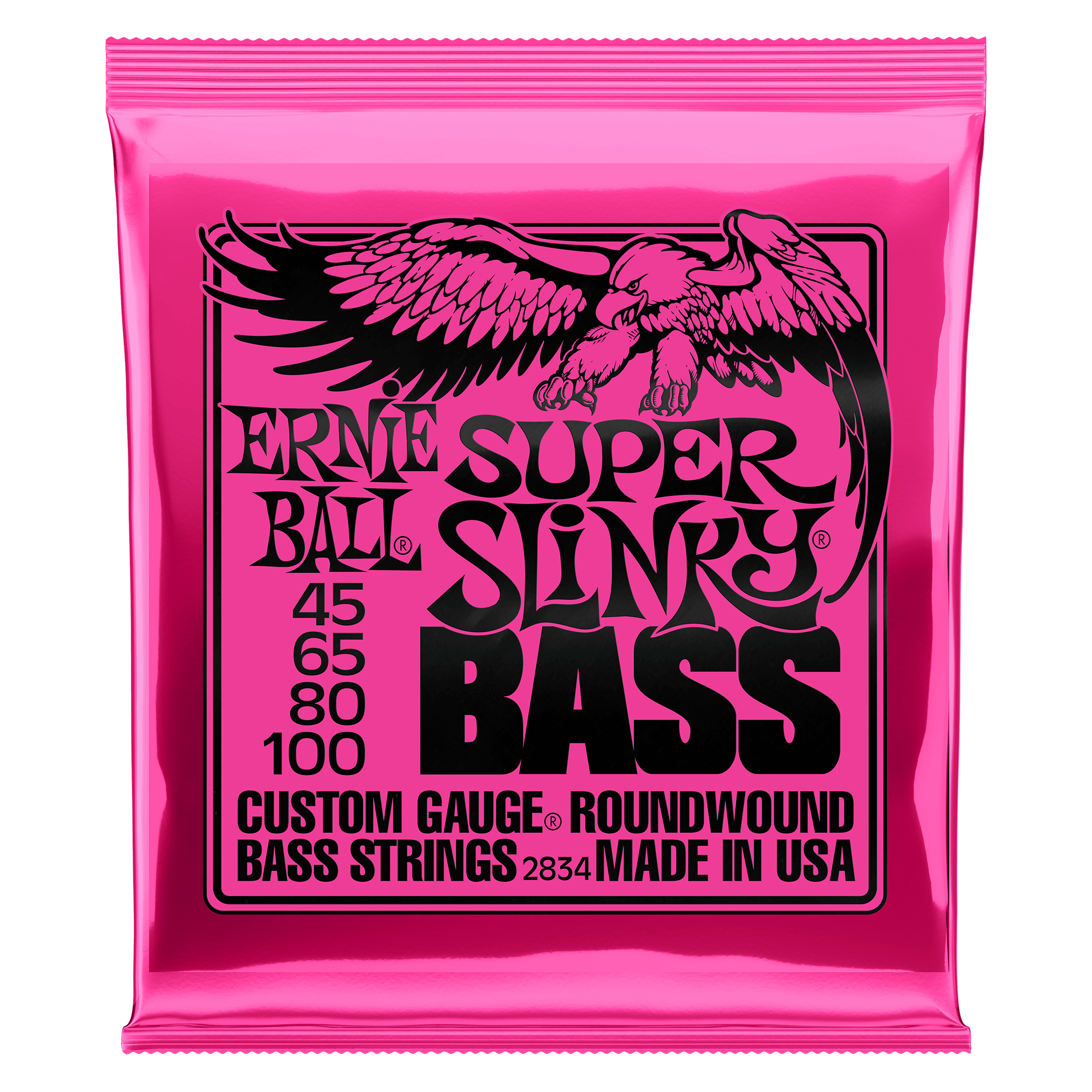 Super Slinky Nickel Wound Electric Bass Strings - 45-100 Gauge