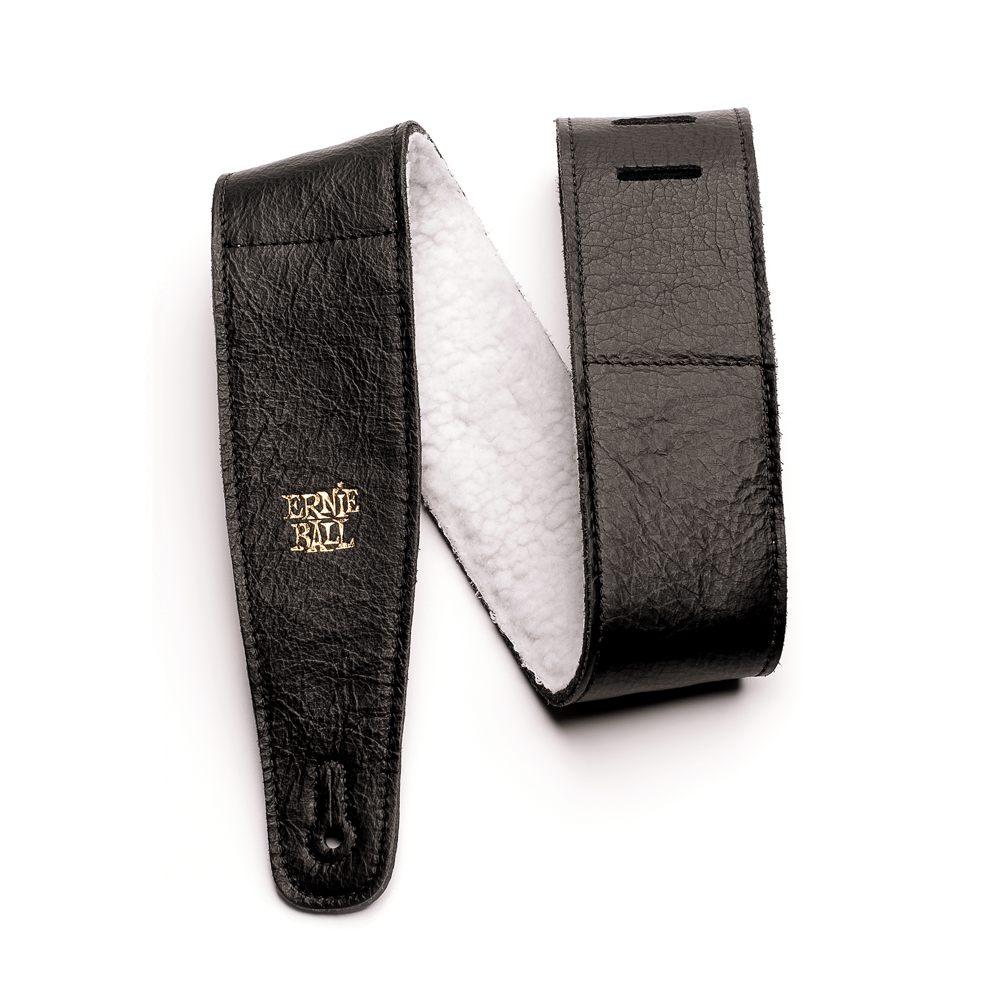 2.5" Adjustable Italian Leather Strap with Fur Padding - Black