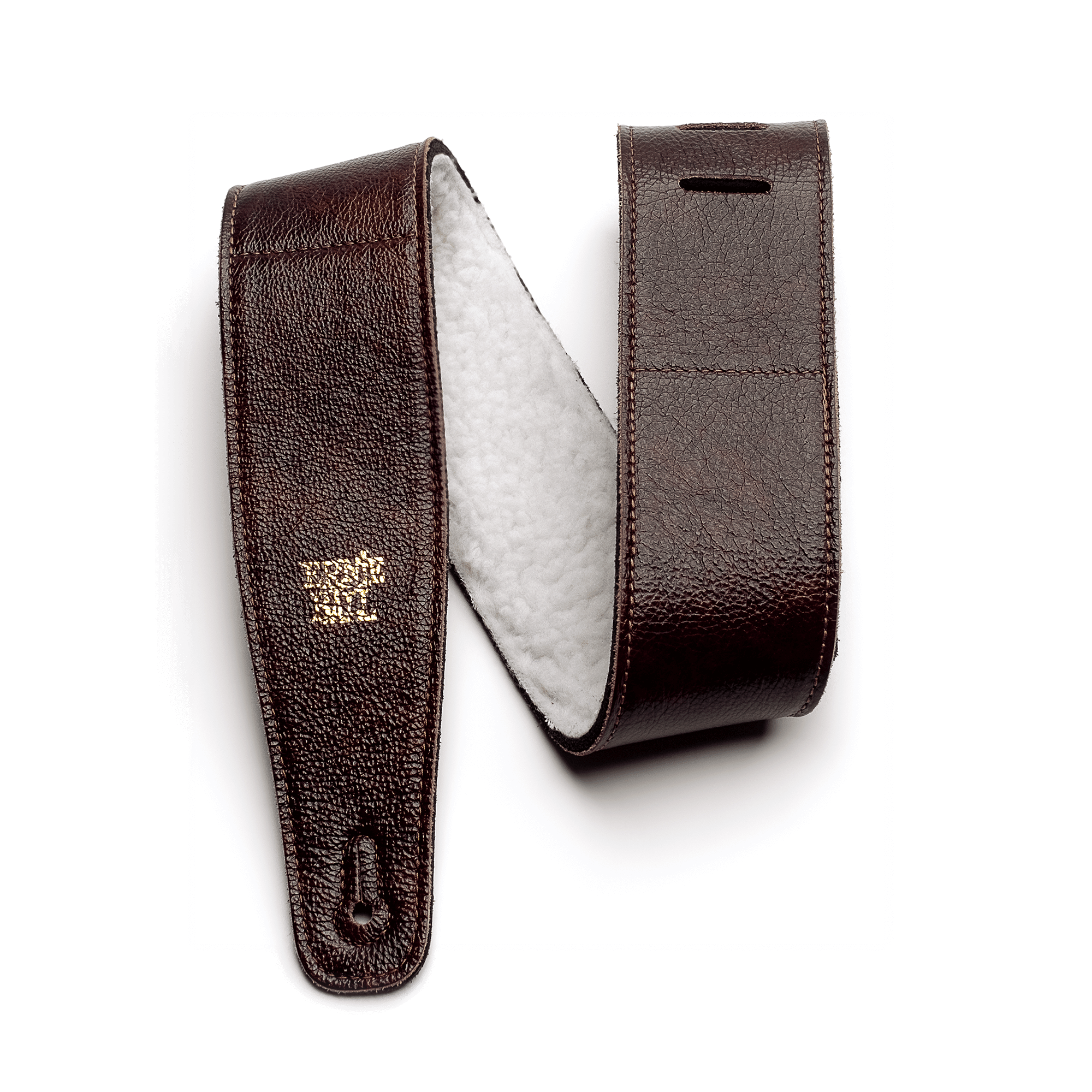 2.5" Adjustable Italian Leather Strap with Fur Padding - Chestnut