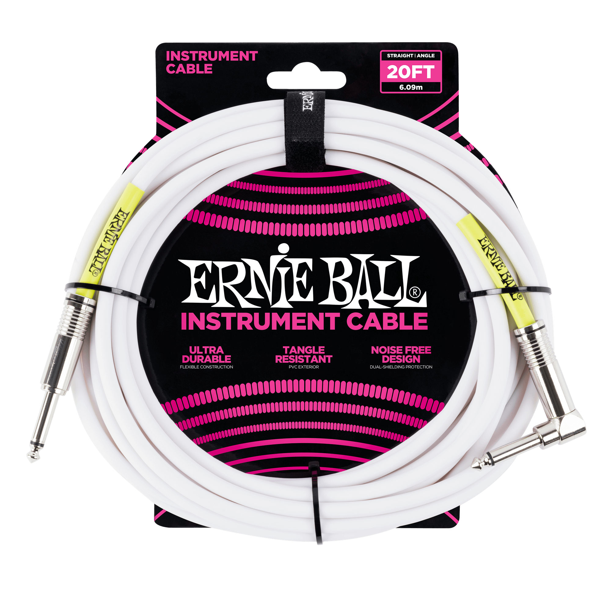 20' Straight / Angle Instrument Cable - White