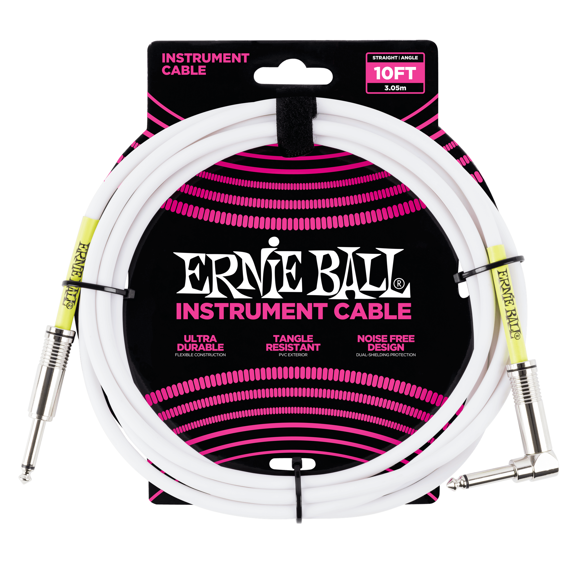 10' Straight / Angle Instrument Cable - White