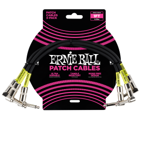 1' Angle / Angle Patch Cable 3-Pack - Black
