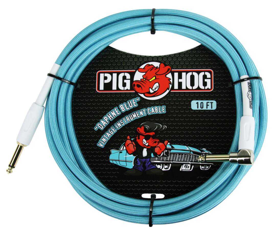 Pig Hog PCH10 Instrument Cable. 10' - Daphne Blue Right