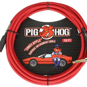 Pig Hog PCH10 Instrument Cable. 10' - Candy Apple Red Right