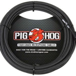 PIG HOG BLACK & WHITE WOVEN MIC CABLE, 20FT XLR