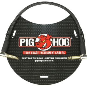PIG HOG "BLACK WOVEN" 1FT RIGHT ANGLED PATCH CABLE
