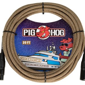 PIG HOG TUSCAN BROWN WOVEN MIC CABLE, 20FT XLR