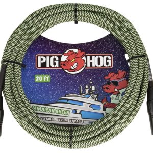 PIG HOG JAMAICAN GREEN  WOVEN MIC CABLE, 20FT XLR