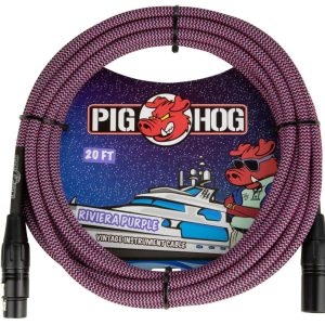 PIG HOG RIVIERA PURPLE WOVEN MIC CABLE, 20FT XLR