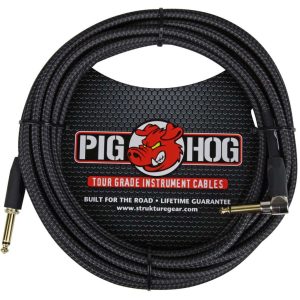 Pig Hog PCH20 Instrument Cable - Black Woven Right