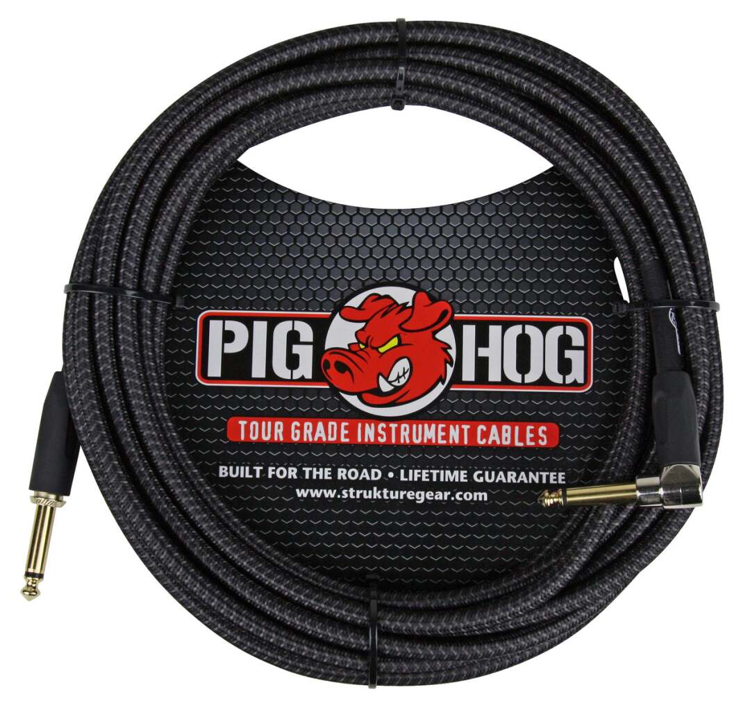 Pig Hog PCH20 Instrument Cable - Black Woven Right