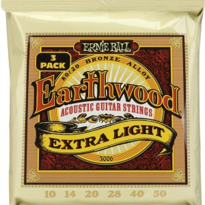 Earthwood Phosphor Bronze Acoustic Guitar Strings 10-50 Extra Light 3pk