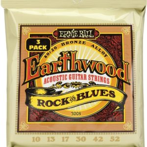 Earthwood Phosphor Bronze Acoustic Guitar Strings 10-52 Rock & Blues 3pk