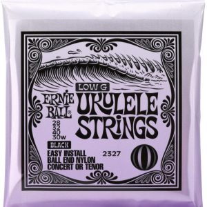 Ernie Ball 2327 Low G Ukulele Strings for Concert/Tenor - Black Nylon,