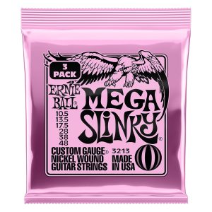 Mega Slinky Nickel Wound Electric Guitar Strings 10.5-48 Gauge - 3 Pac