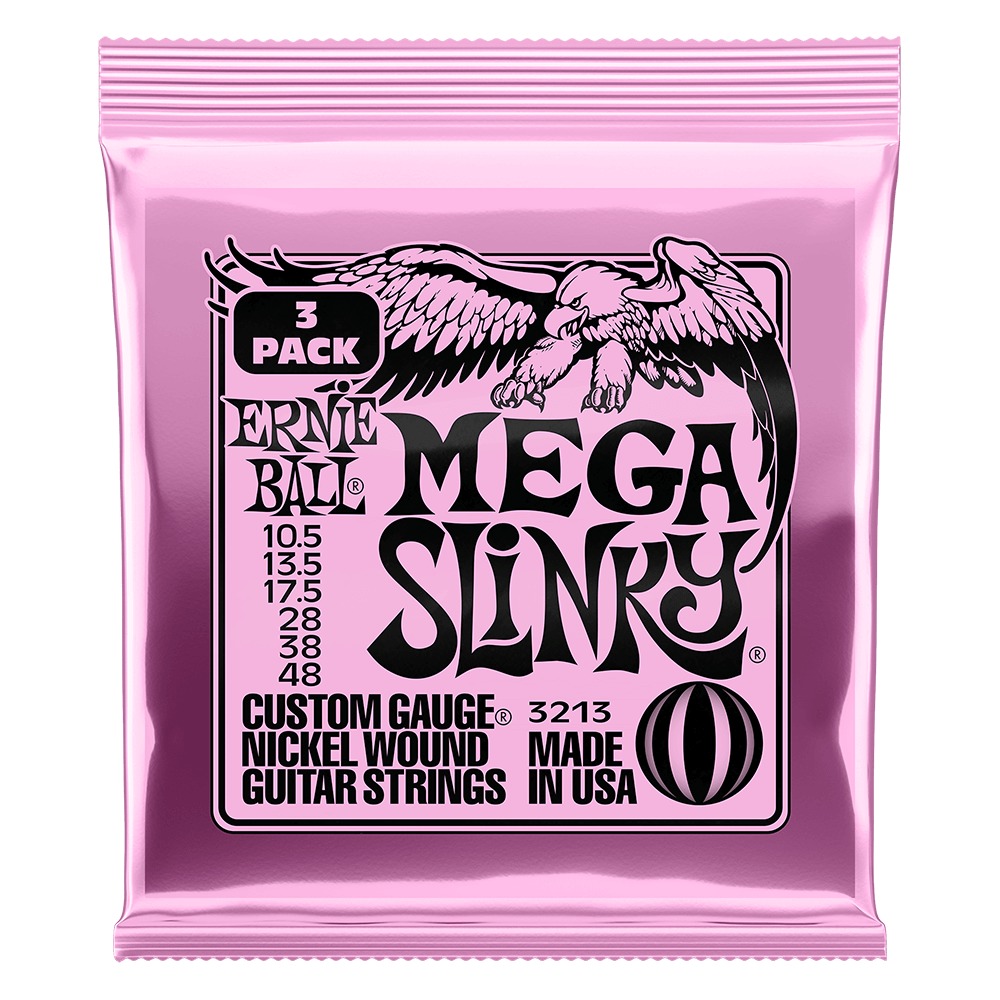 Mega Slinky Nickel Wound Electric Guitar Strings 10.5-48 Gauge - 3 Pac