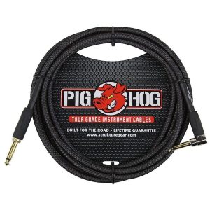 Pig Hog PCH10 Instrument Cable. 10' - Black Woven Right