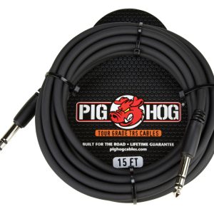Pig Hog Instrument Cable 1/4" TRS to 1/4" TRS 15 ft.
