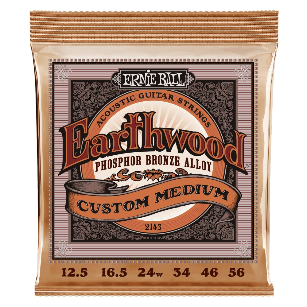 Ernie Ball Custom Medium Earthwood Phosphor Bronze Acoustic Guitar Str