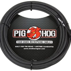 Pig Hog PHM10BKW Black/White Woven High Performance XLR Microphone Cable