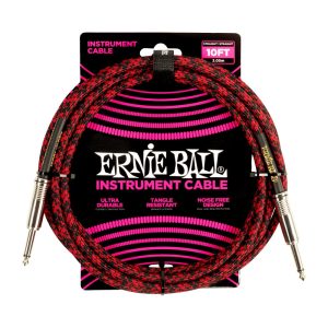 Braided Instrument Cable Straight/Straight 10ft - Red/Black