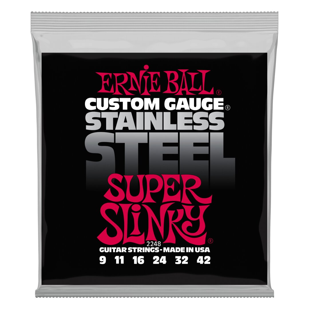 Super Slinky Stainless Steel Wound Electric Guitar Strings - 9-42 Gaug