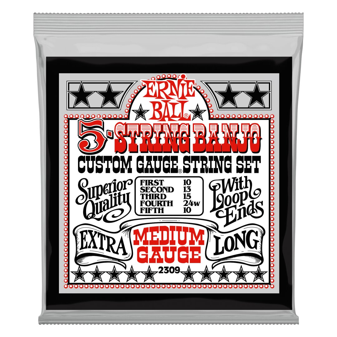 Medium 5-String Loop End Stainless Steel Banjo Guitar Strings - 10-10
