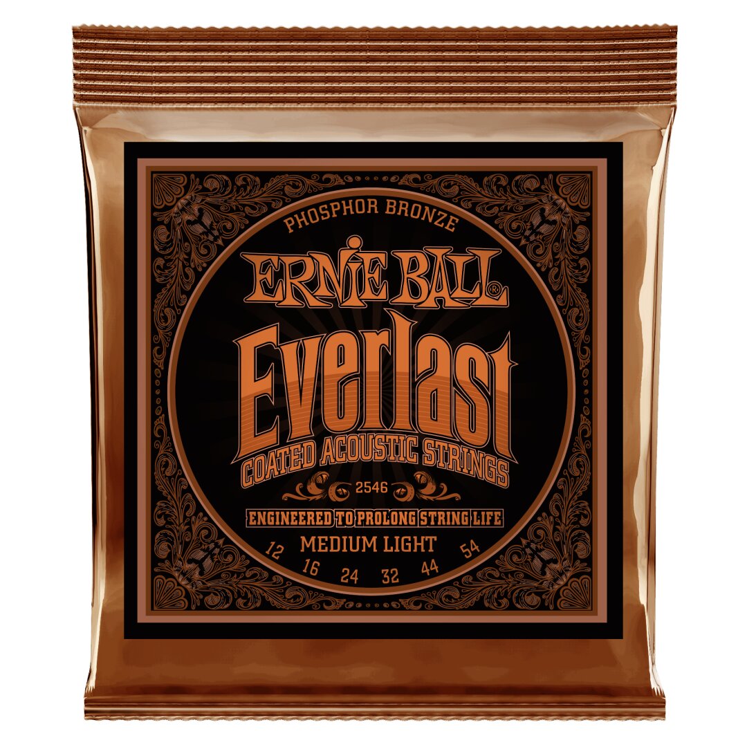 Everlast Medium Light Coated Phosphor Bronze Acoustic Guitar Strings -