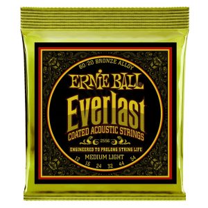Everlast Medium Light Coated 80/20 Bronze Acoustic Guitar Strings - 12