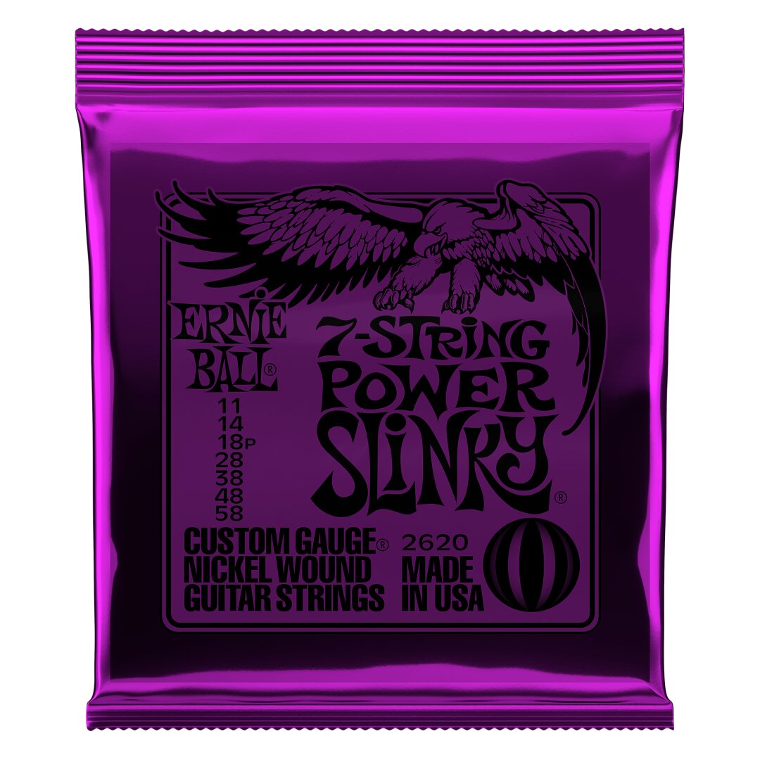 Power Slinky 7-String Nickel Wound Electric Guitar Strings - 11-58 Gau