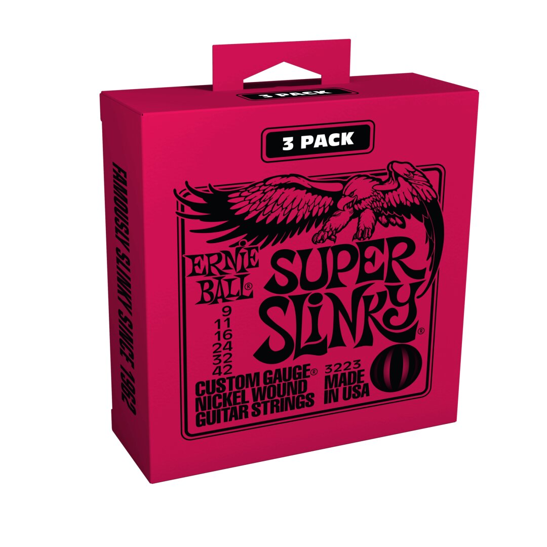 Super Slinky Nickel Wound Electric Guitar Strings 3 Pack - 9-42 Gauge