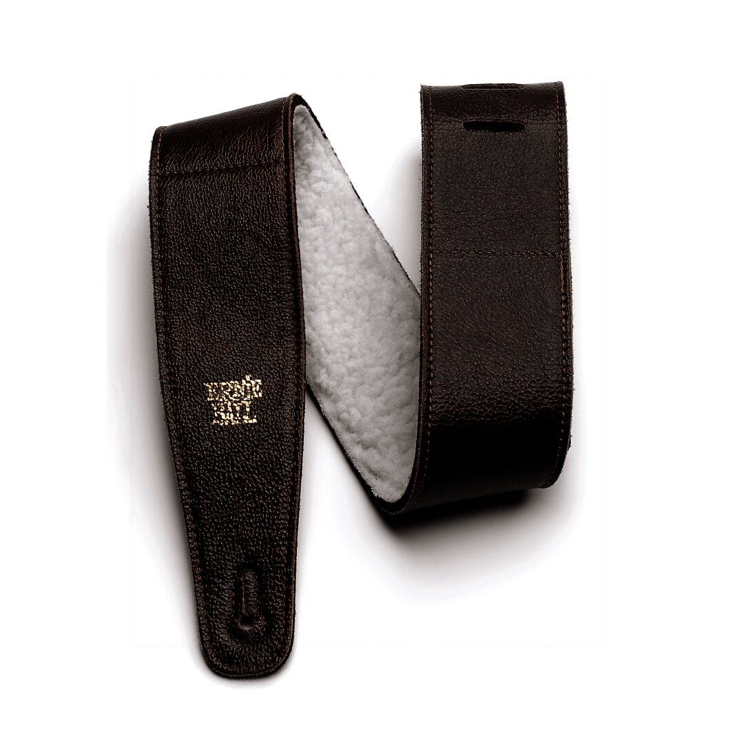 2.5" Adjustable Italian Leather Strap with Fur Padding - Chestnut