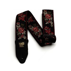 Red Rose Jacquard Guitar Strap