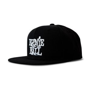 Black with White Stacked Ernie Ball Logo Hat