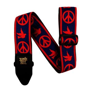 Ernie Ball Red and Blue Peace Love Dove Jacquard Strap