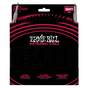 30' Coiled Straight / Straight Instrument Cable - Black