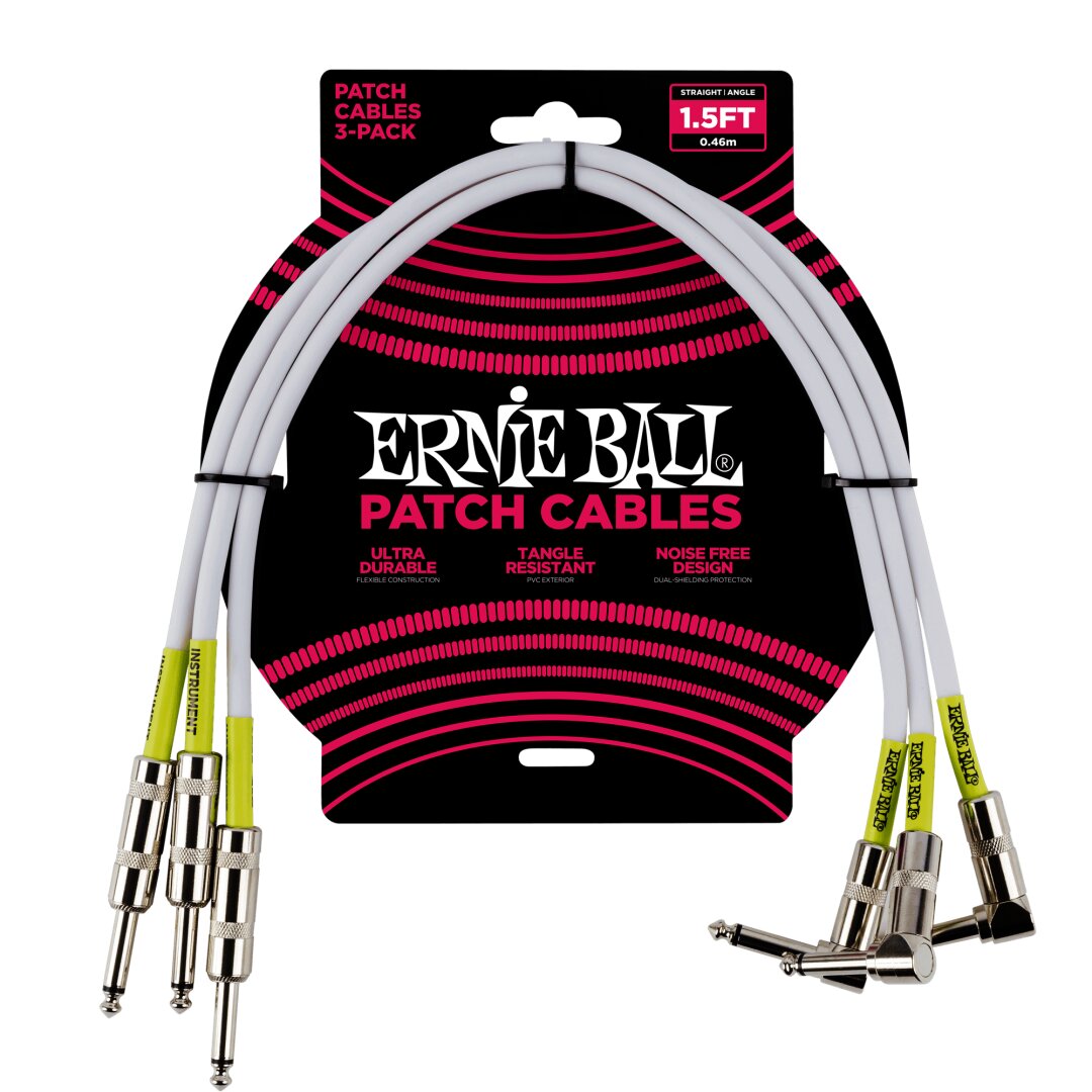1.5' Straight / Angle Patch Cable 3-pack - White