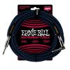 25' Braided Straight / Angle Instrument Cable - Black / Blue