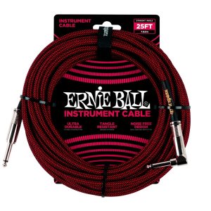 25' Braided Straight / Angle Instrument Cable - Black / Red