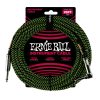 25' Braided Straight / Angle Instrument Cable - Black / Green