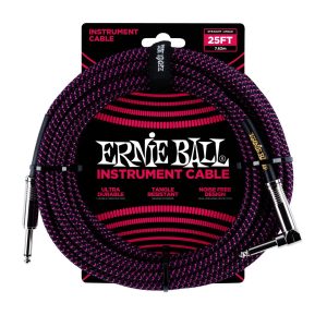 25' Braided Straight / Angle Instrument Cable - Black / Purple