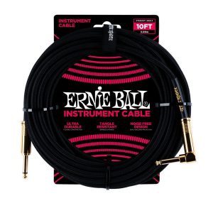 10' Braided Straight / Angle Instrument Cable - Black
