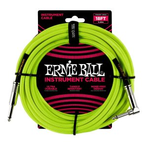 18' Braided Straight / Angle Instrument Cable Neon - Yellow