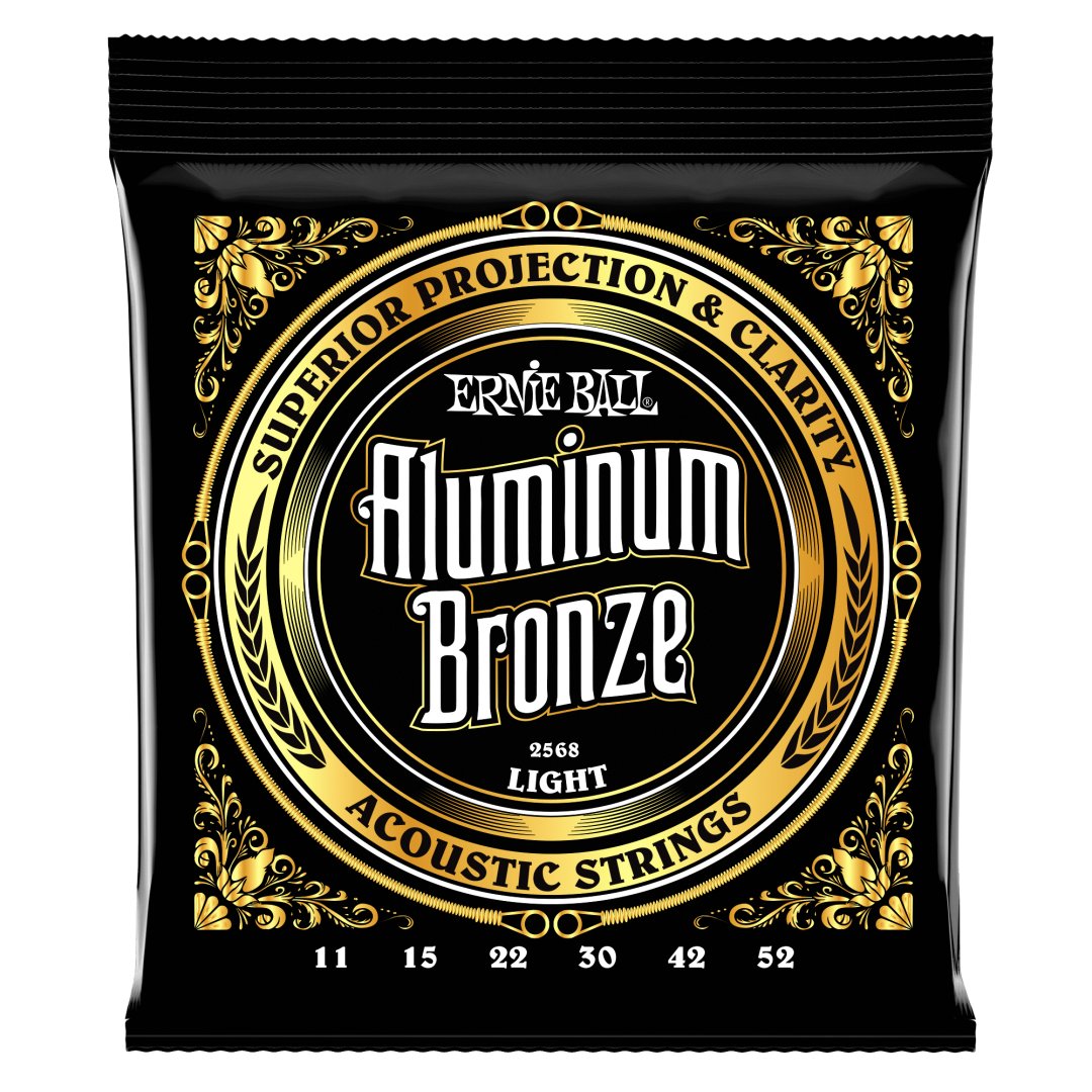 Ernie Ball PO2568 Light Aluminum Bronze Acoustic Guitar Strings. 11-52