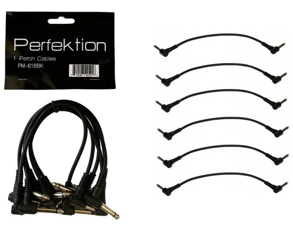 Perfektion PM-616BK 1ft Patch Cables- 6 Pack Black