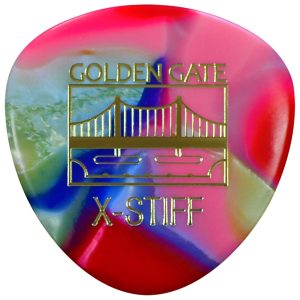 Golden Gate Deluxe Flat Pick – Rounded Triangle – Extra Stiff – Clown Barf – Dozen